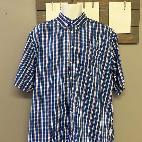 Cutter & Buck Men’s Cotton Button Down Short Sleeve Plaid Shirt with Collar- XL - Picture 2 of 13